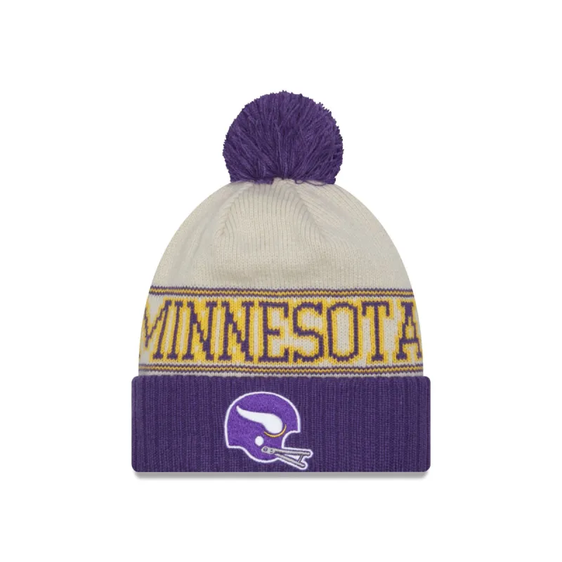 Minnesota Vikings 2023 Cold Weather Historic Pom Knit Hat sold by New Era