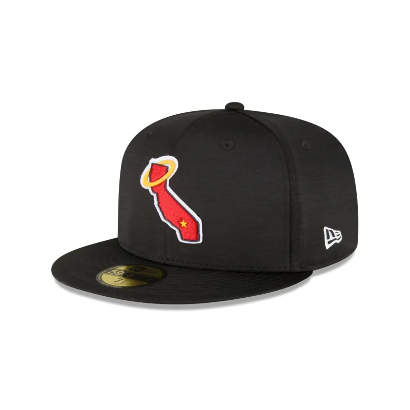Los Angeles Angels 2023 Clubhouse Black 59FIFTY Fitted Hat sold by New Era