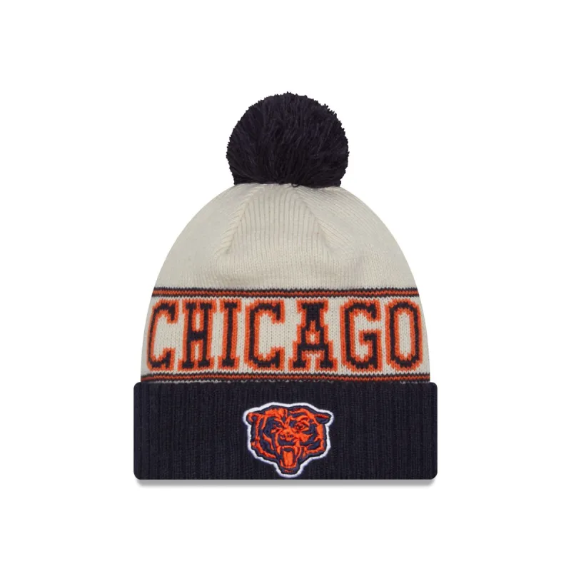 Chicago Bears 2023 Cold Weather Historic Pom Knit Hat sold by New Era