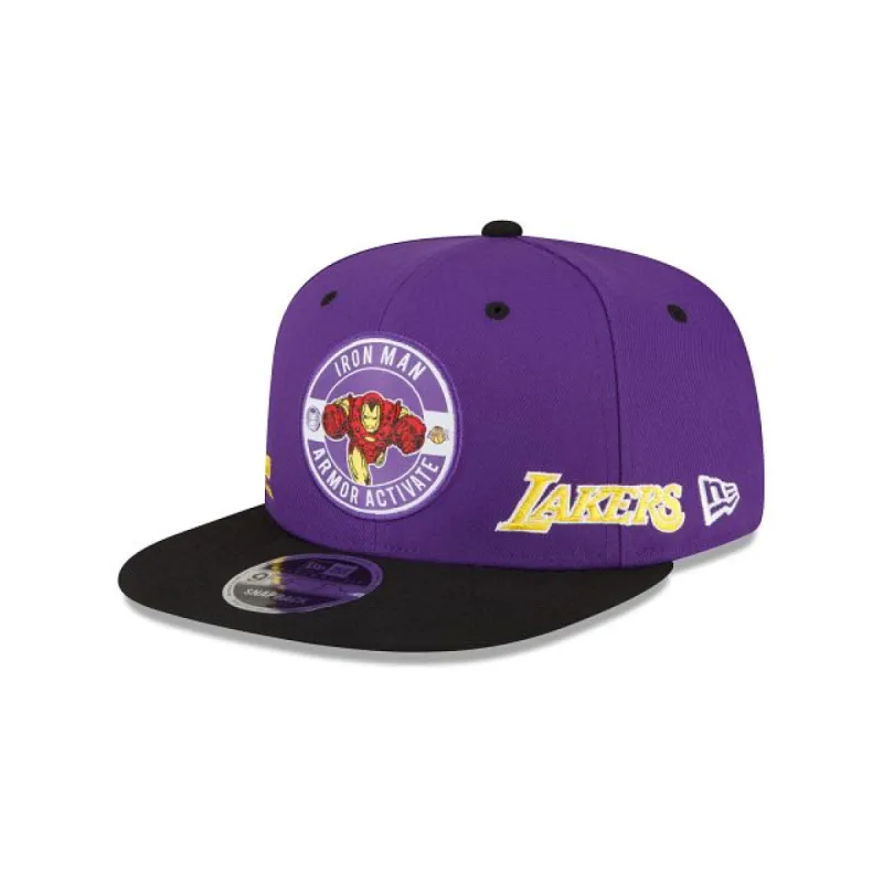 Marvel X Los Angeles Lakers Purple 9FIFTY Snapback Hat made by New Era