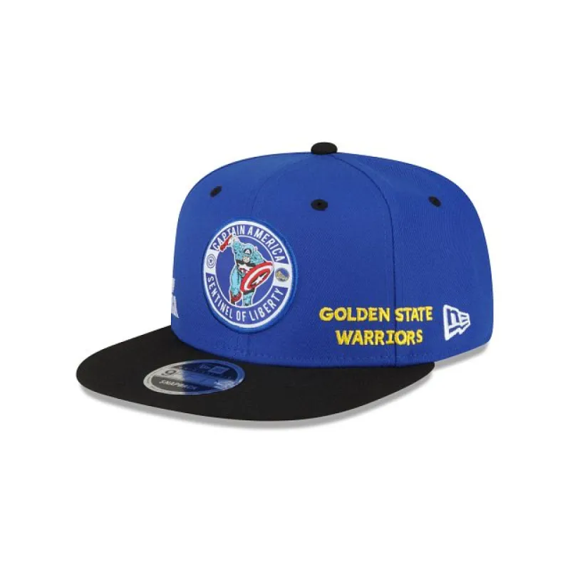 Marvel X Golden State Warriors Blue 9FIFTY Snapback Hat sold by New Era