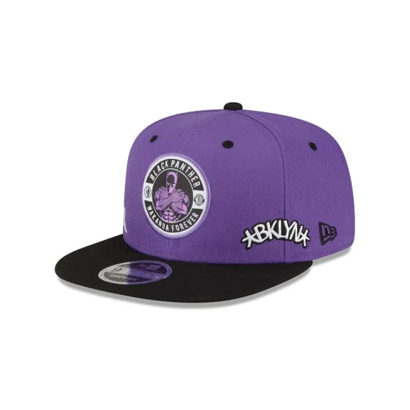 Marvel X Brooklyn Nets Purple 9FIFTY Snapback Hat sold by New Era