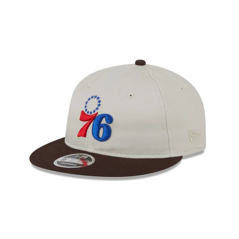 Philadelphia 76ers Two Tone Taupe Retro Crown 9FIFTY Snapback Hat sold by New Era