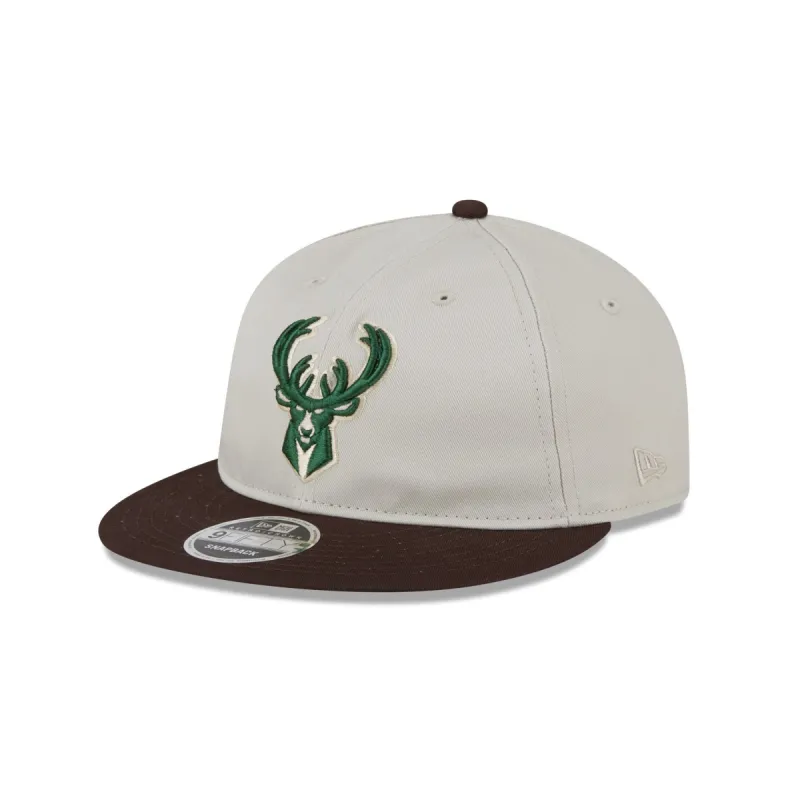 Milwaukee Bucks Two Tone Taupe Retro Crown 9FIFTY Snapback Hat sold by New Era