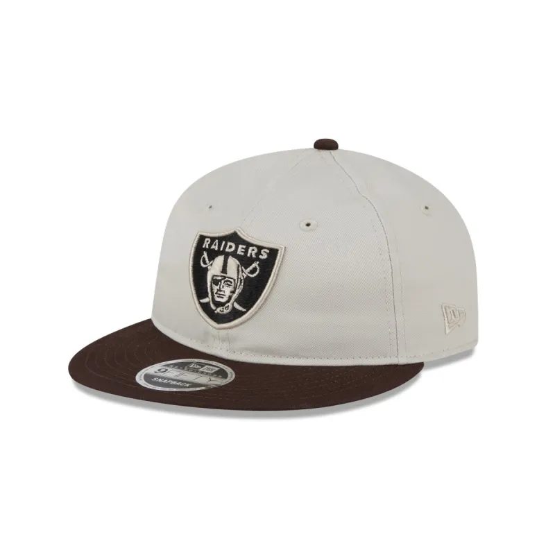 Las Vegas Raiders Two Tone Taupe Retro Crown 9FIFTY Snapback Hat sold by New Era