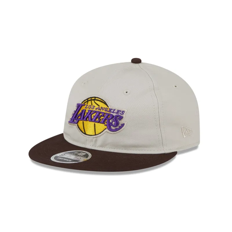 Los Angeles Lakers Two Tone Taupe Retro Crown 9FIFTY Snapback Hat made by New Era