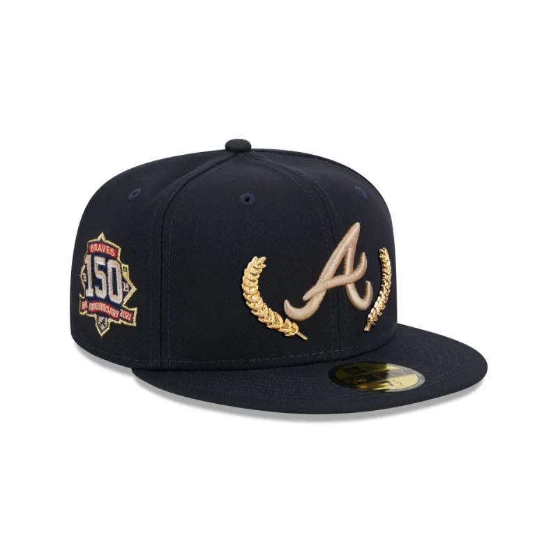 Atlanta Braves Gold Leaf 59FIFTY Fitted Hat sold by New Era