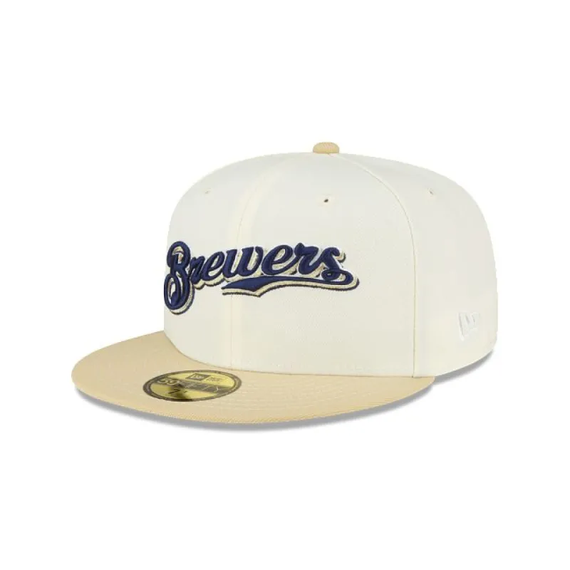Just Caps Chrome Milwaukee Brewers 59FIFTY Fitted Hat sold by New Era