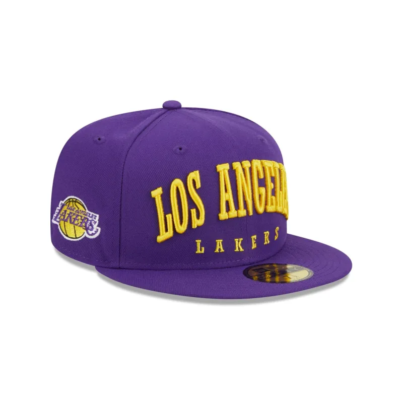 Los Angeles Lakers Sport Night Wordmark 59FIFTY Fitted Hat sold by New Era