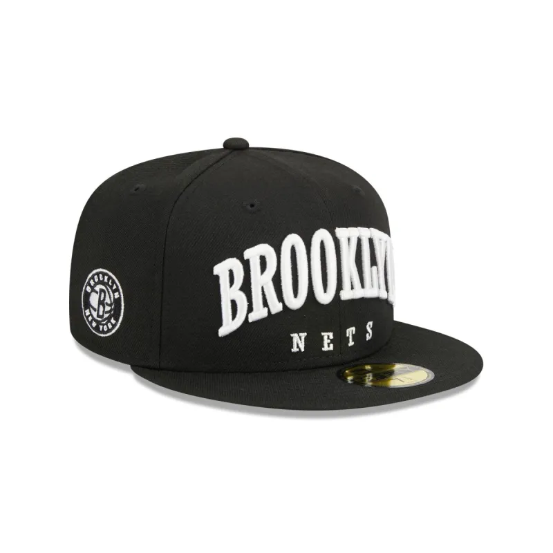 Brooklyn Nets Sport Night Wordmark 59FIFTY Fitted Hat sold by New Era