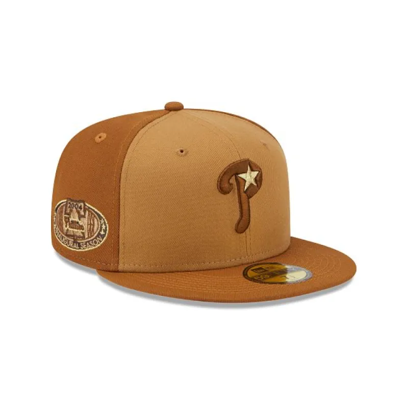 Philadelphia Phillies Tri-Tone Brown 59FIFTY Fitted Hat sold by New Era