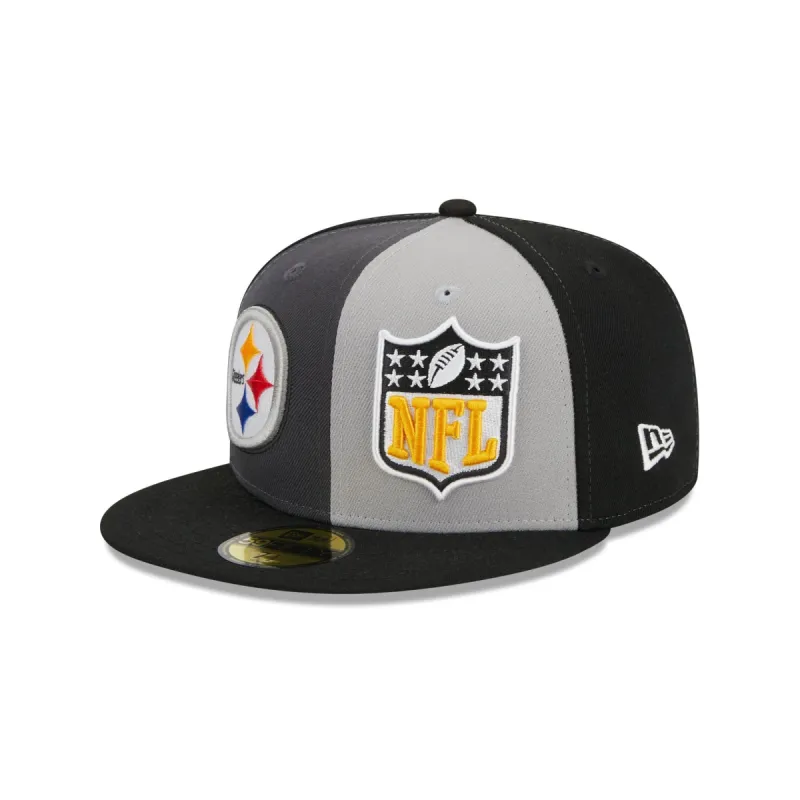 Pittsburgh Steelers 2023 Sideline Gray 59FIFTY Fitted Hat sold by New Era
