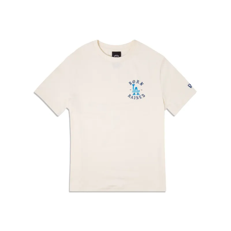 Born X Raised Los Angeles Dodgers Logo White T-Shirt sold by New Era