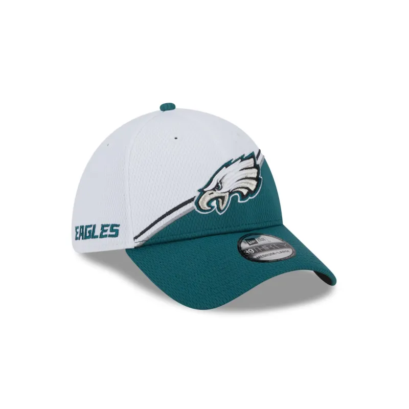 Philadelphia Eagles 2023 Sideline White 39THIRTY Stretch Fit Hat sold by New Era