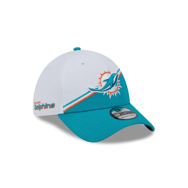 Miami Dolphins 2023 Sideline White 39THIRTY Stretch Fit Hat sold by New Era