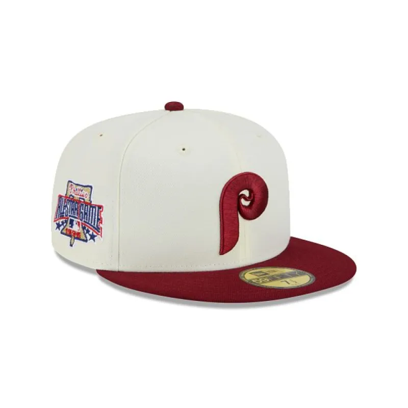 Philadelphia Phillies Throwback White 59FIFTY Fitted Hat sold by New Era