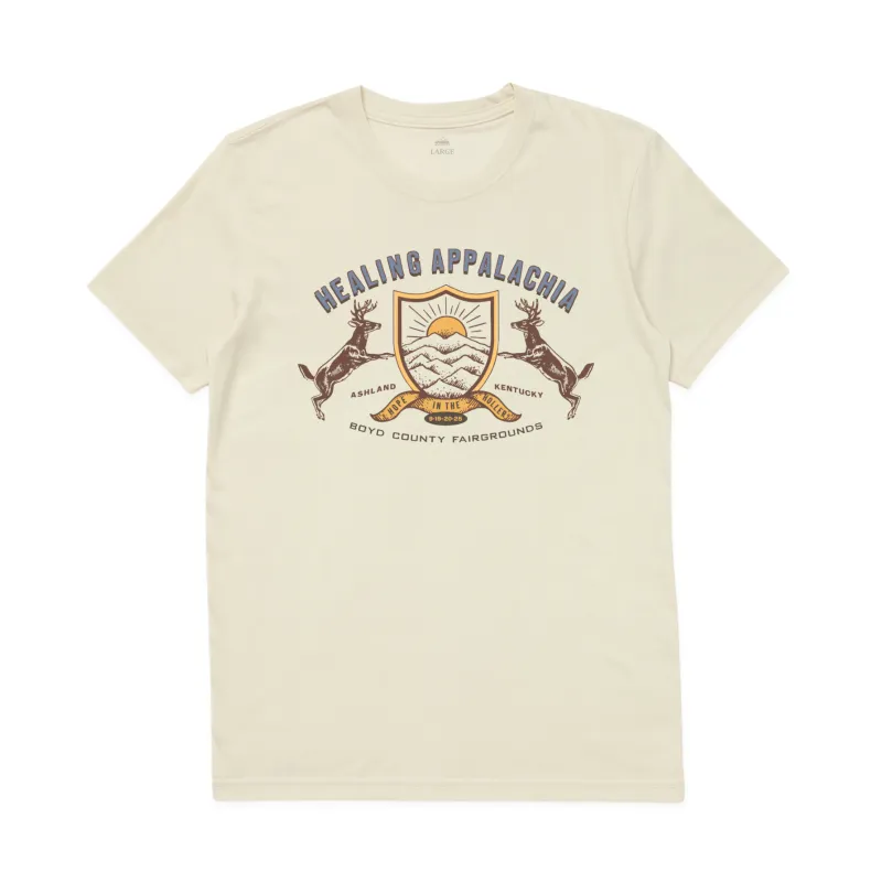Healing Appalachia Shield Tee (Natural) sold by New Frontier