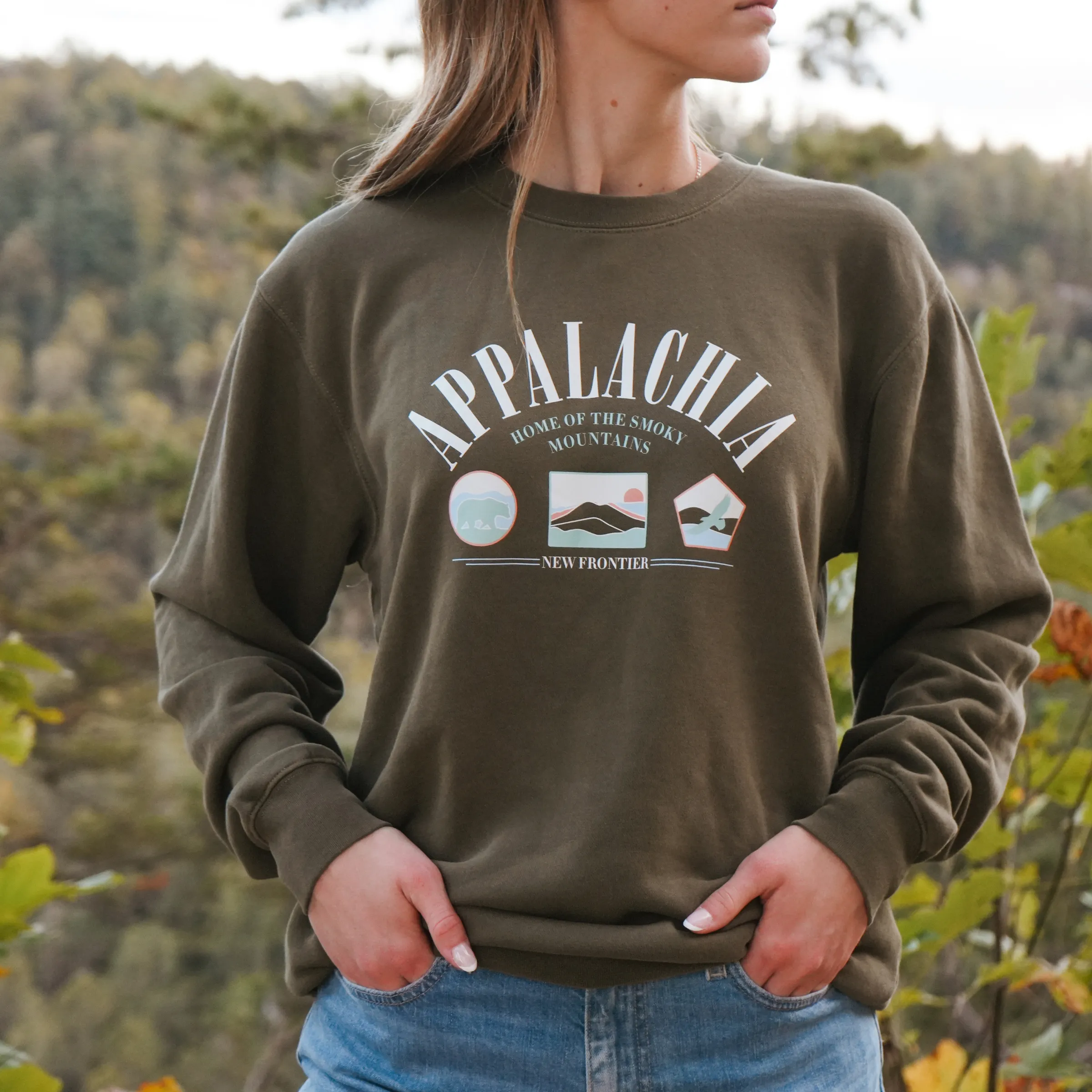 90's Appalachia Crewneck (Deep Olive) sold by New Frontier product image thumbnail 4