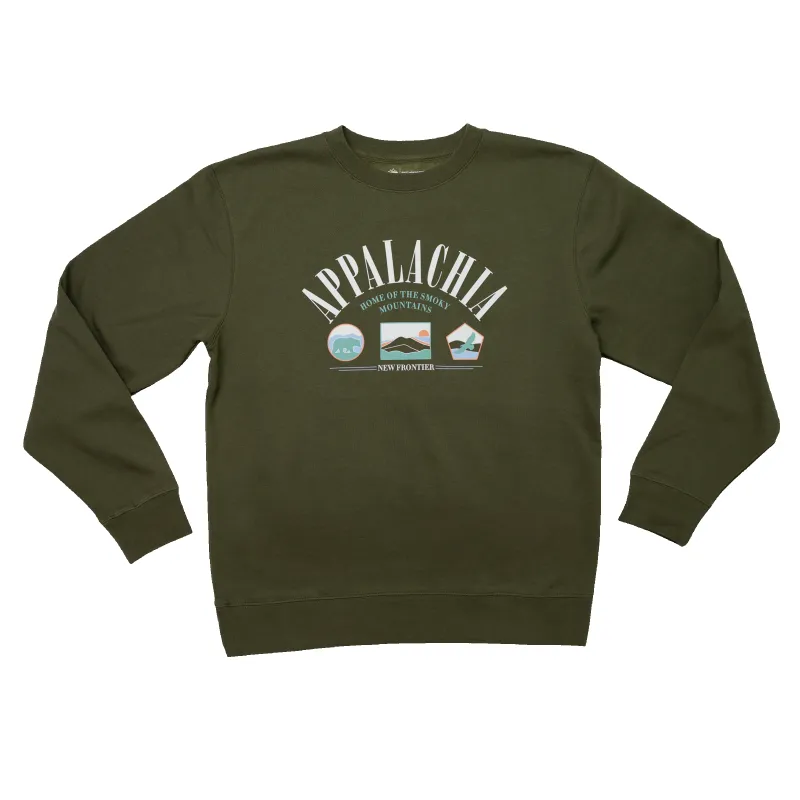 90's Appalachia Crewneck (Deep Olive) sold by New Frontier