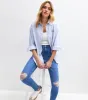 Blue Ripped Hallie Skinny Jeans sold by New Look