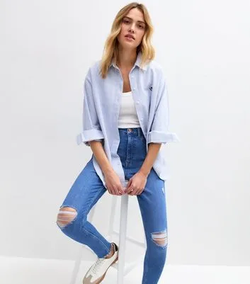 Blue Ripped Hallie Skinny Jeans sold by New Look product image thumbnail 2