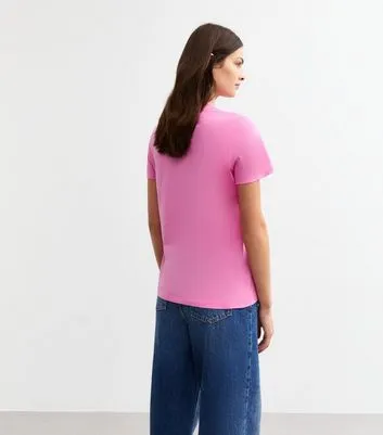 Bright Pink Short Sleeve Crew Neck T-Shirt sold by New Look product image thumbnail 4