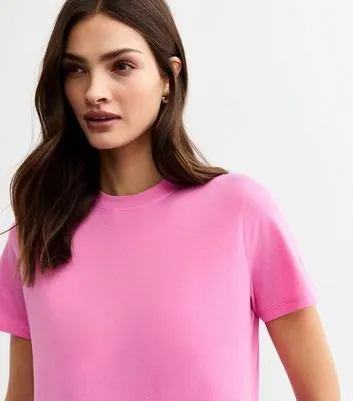 Bright Pink Short Sleeve Crew Neck T-Shirt sold by New Look product image thumbnail 2