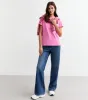 Bright Pink Short Sleeve Crew Neck T-Shirt sold by New Look