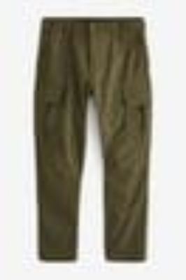 Khaki Green Straight Cotton Stretch Cargo Trousers sold by next