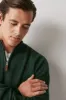 Dark Green Zip Neck Knitted Premium Regular Fit Jumper sold by next