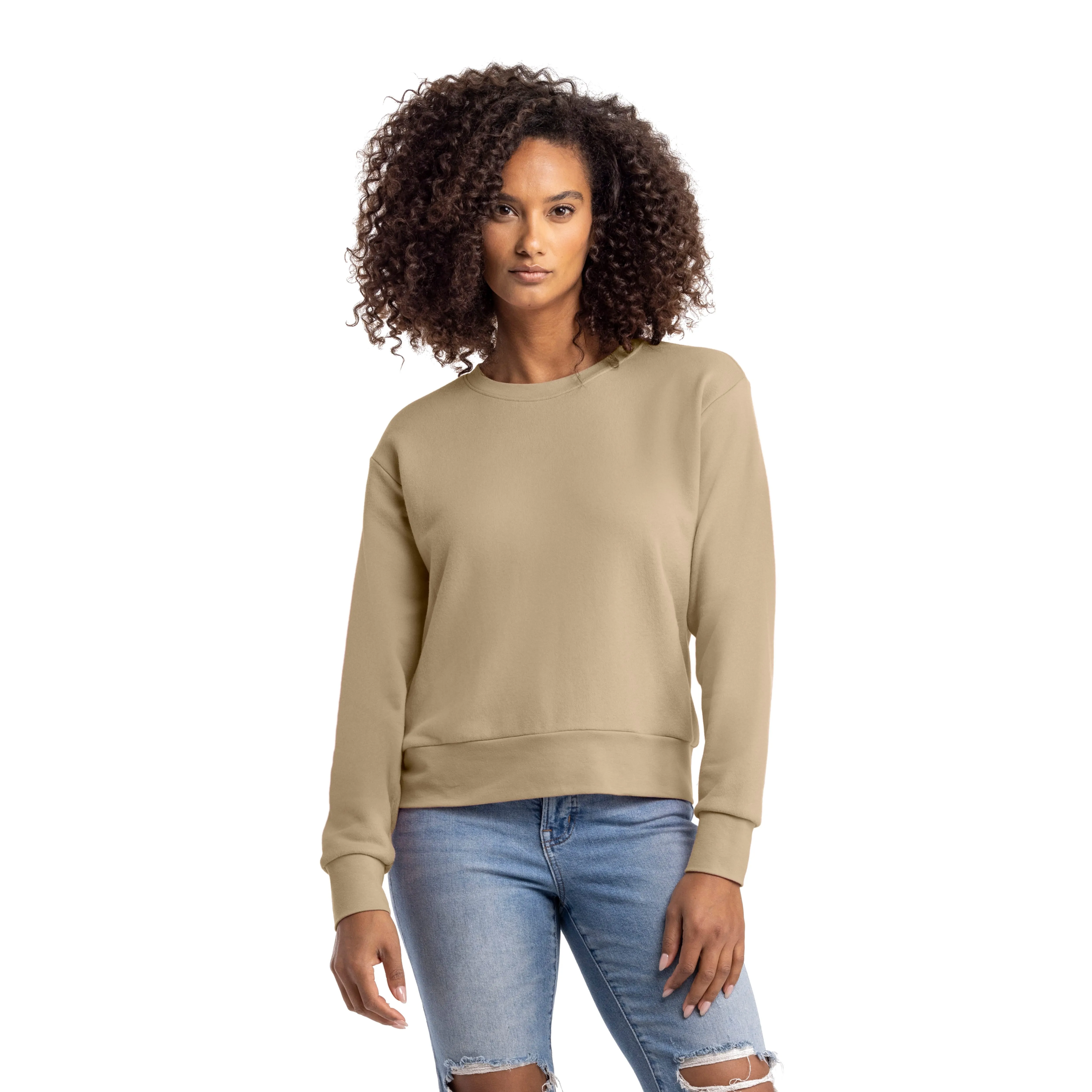 Women's Sueded French Terry Sweatshirt sold by Next Level Apparel