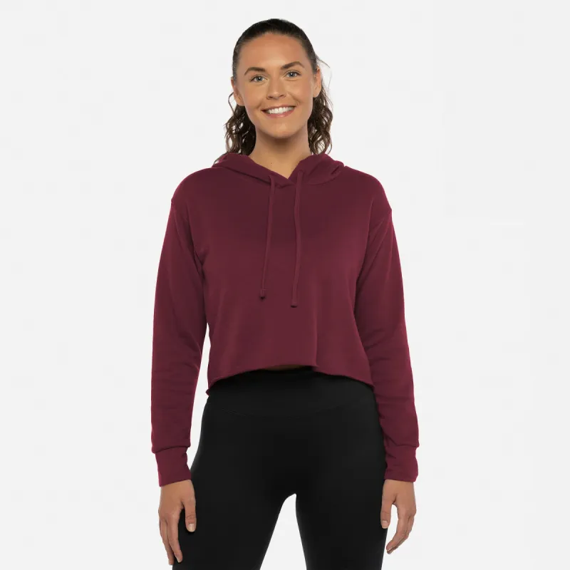 Women's Laguna Sueded Raw Edge Crop Hoodie sold by Next Level Apparel