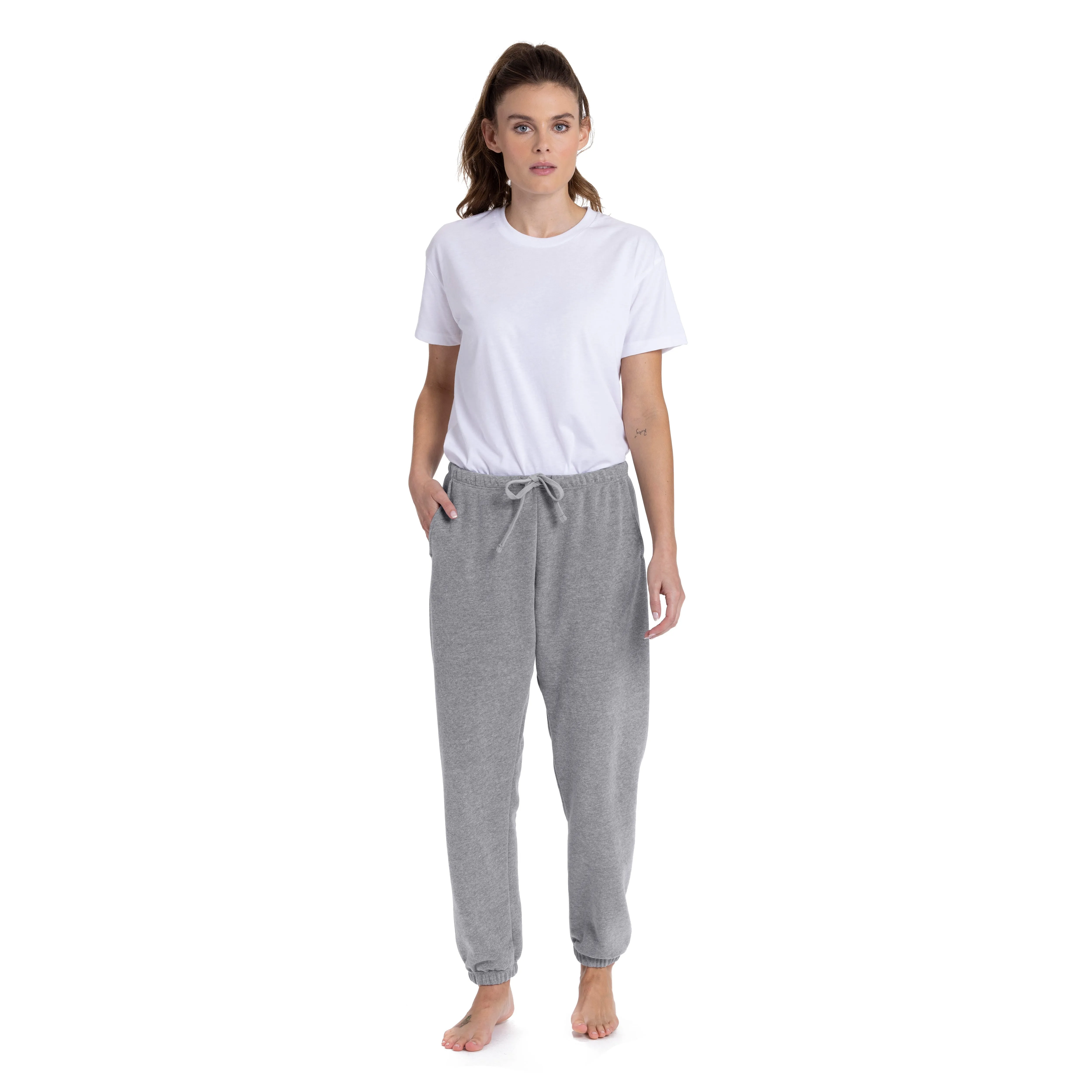 Women's sueded French Terry sweatpants sold by Next Level Apparel