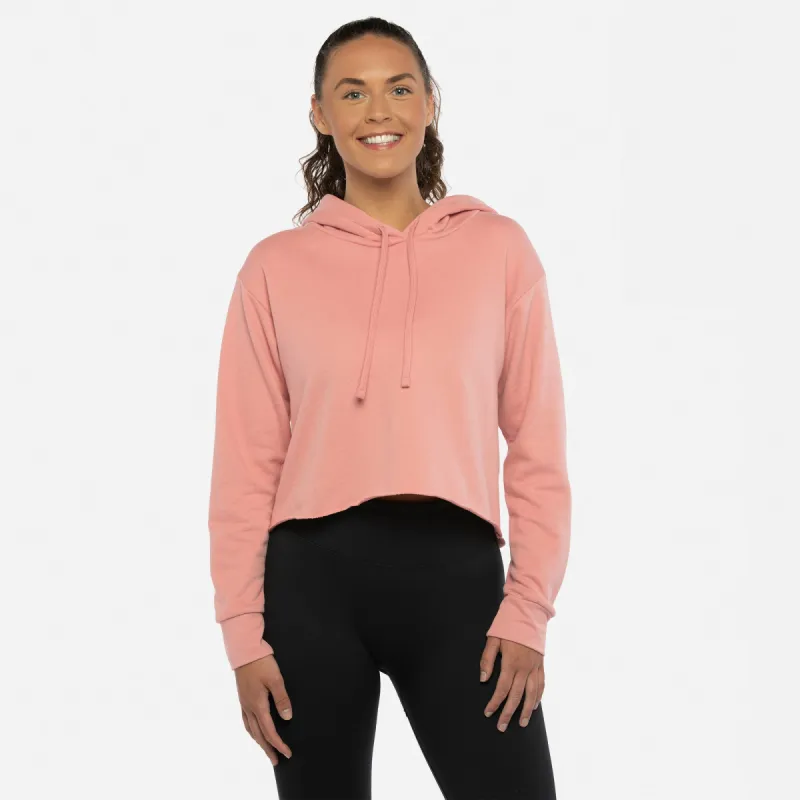 Women's Laguna Sueded Raw Edge Crop Hoodie sold by Next Level Apparel