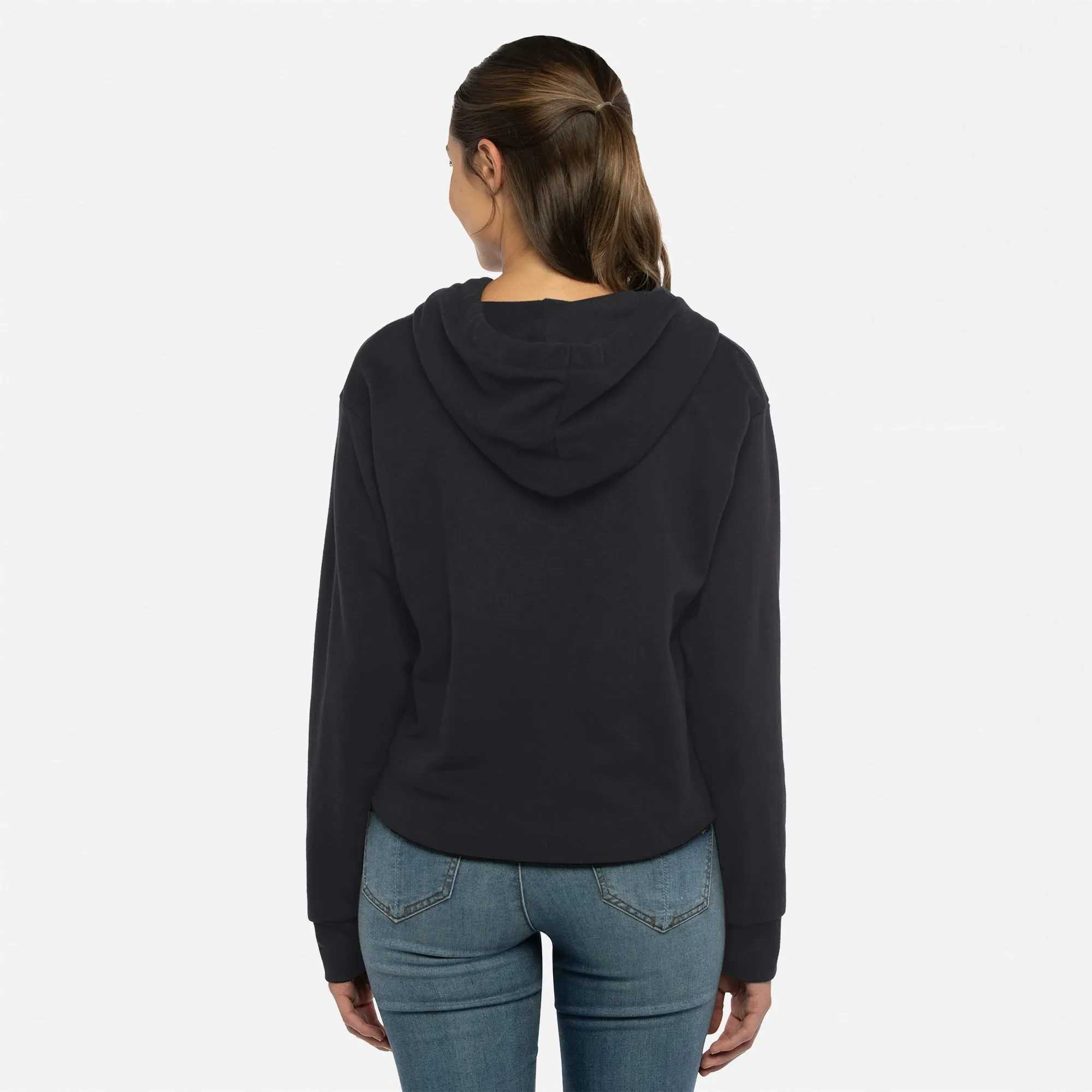 Women's Laguna Sueded Raw Edge Crop Hoodie sold by Next Level Apparel product image thumbnail 2