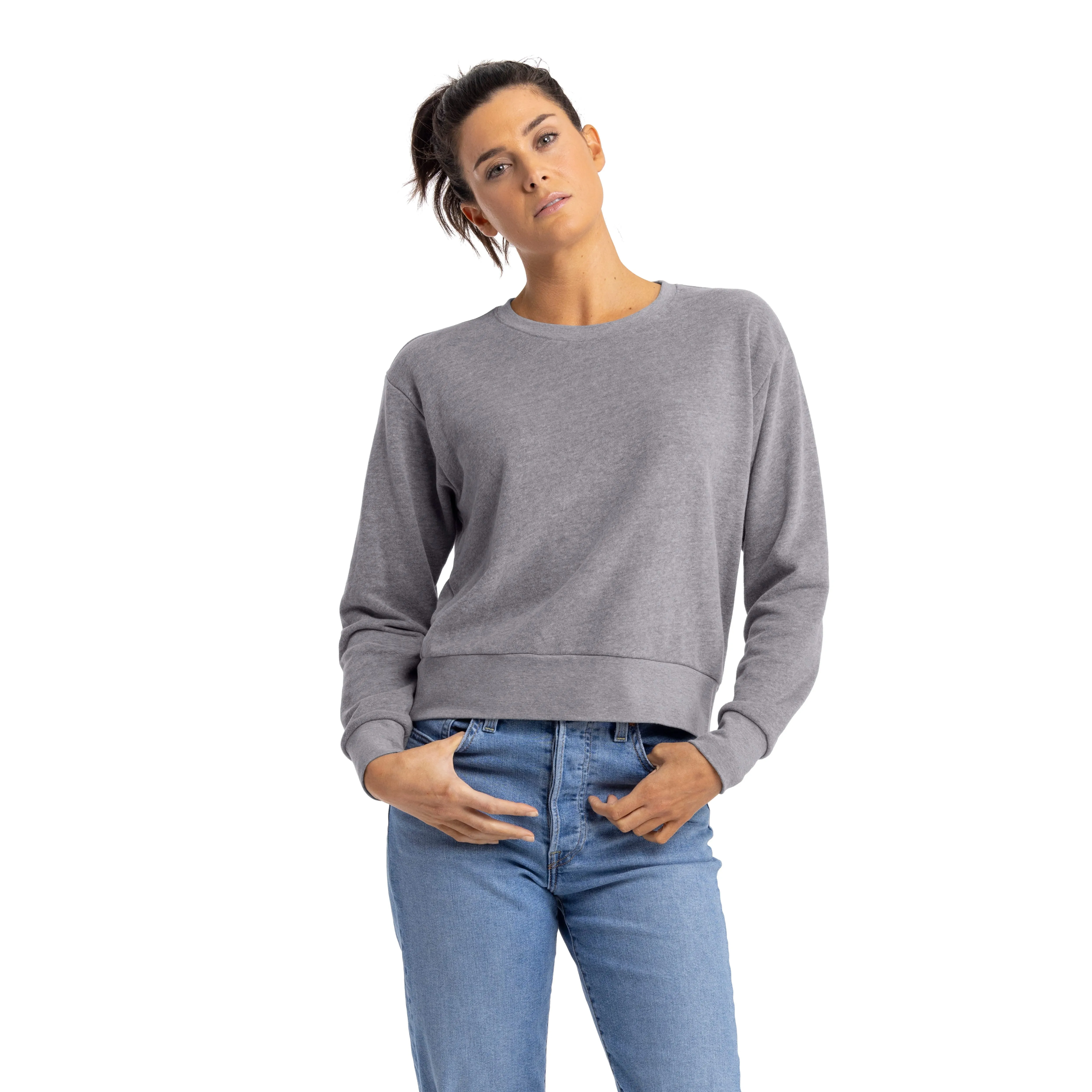 Women's Sueded French Terry Sweatshirt sold by Next Level Apparel