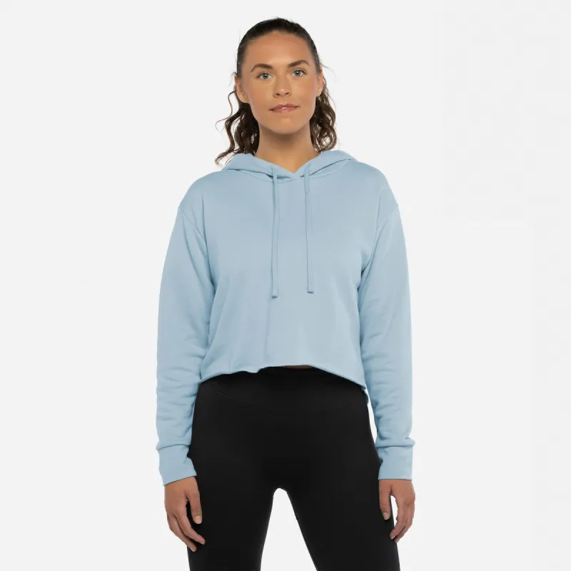 Women's Laguna Sueded Raw Edge Crop Hoodie sold by Next Level Apparel