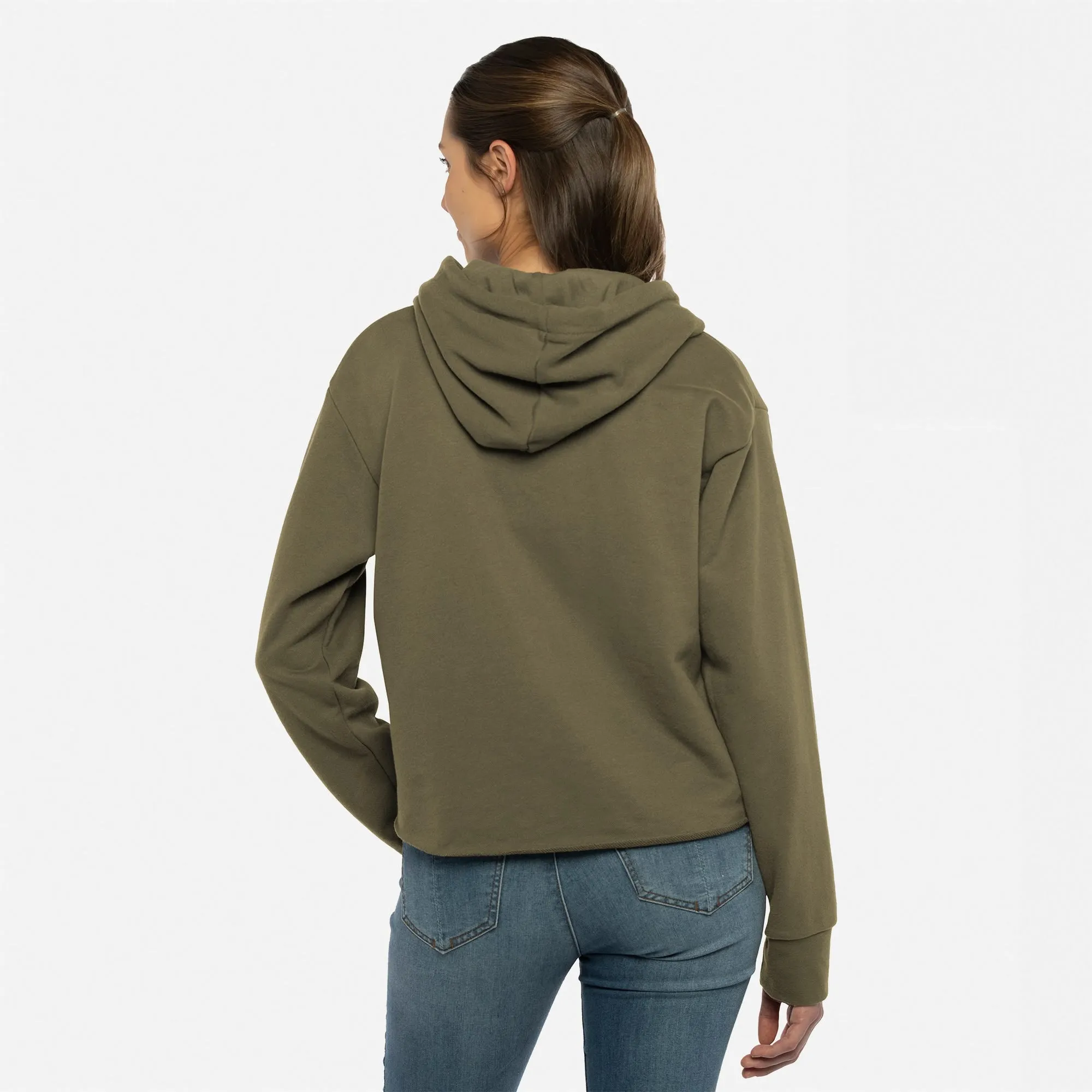 Women's Laguna Sueded Raw Edge Crop Hoodie sold by Next Level Apparel product image thumbnail 2