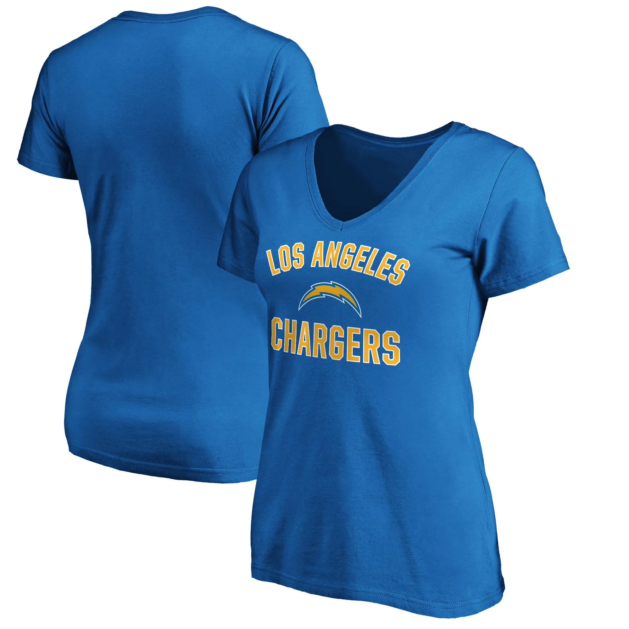 Women's Blue Los Angeles Chargers Victory Arch V-Neck T-Shirt sold by NFL