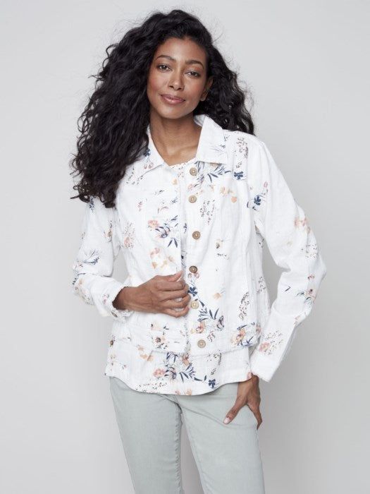 PRINTED LINEN JACKET sold by Nica product image thumbnail 6