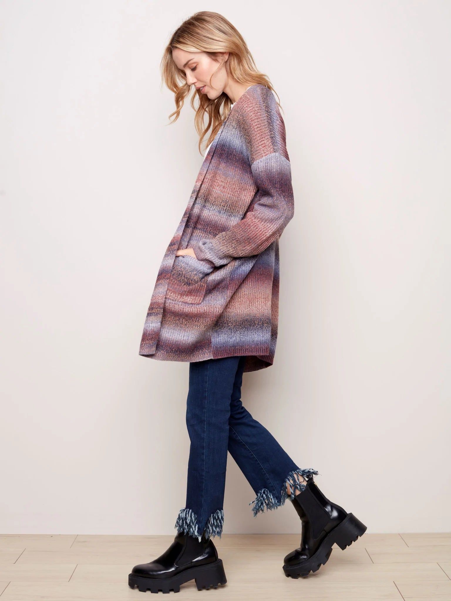 STRIPED KNIT CARDIGAN sold by Nica product image thumbnail 3