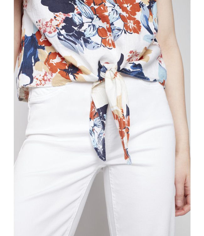 PRINTED CAP SLEEVE TOP WITH FRONT TIE sold by Nica product image thumbnail 3