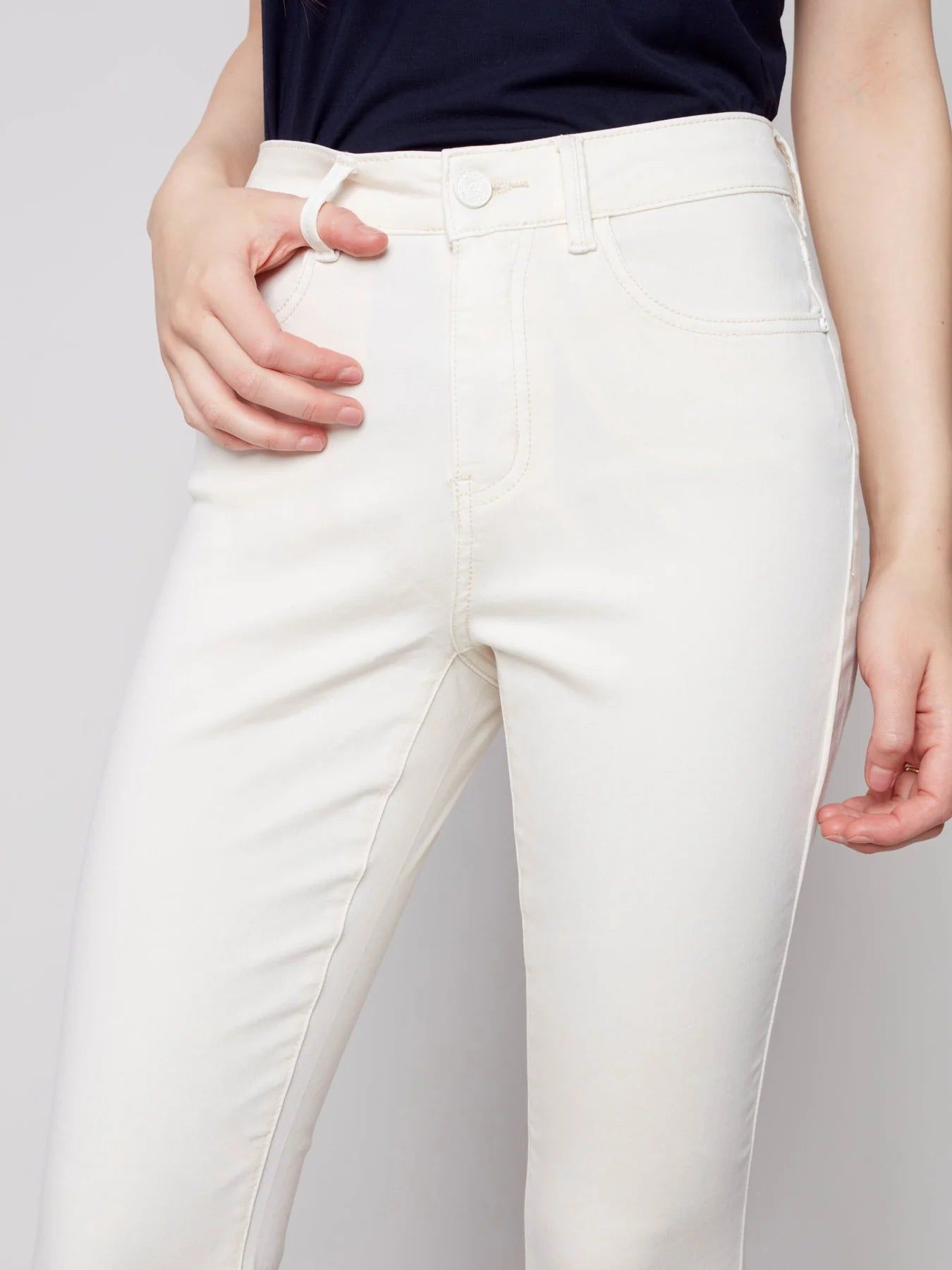 BOOTCUT TWILL PANTS WITH RAW HEM sold by Nica product image thumbnail 4