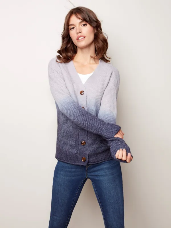 REVERSIBLE OMBRE KNIT CARDIGAN sold by Nica