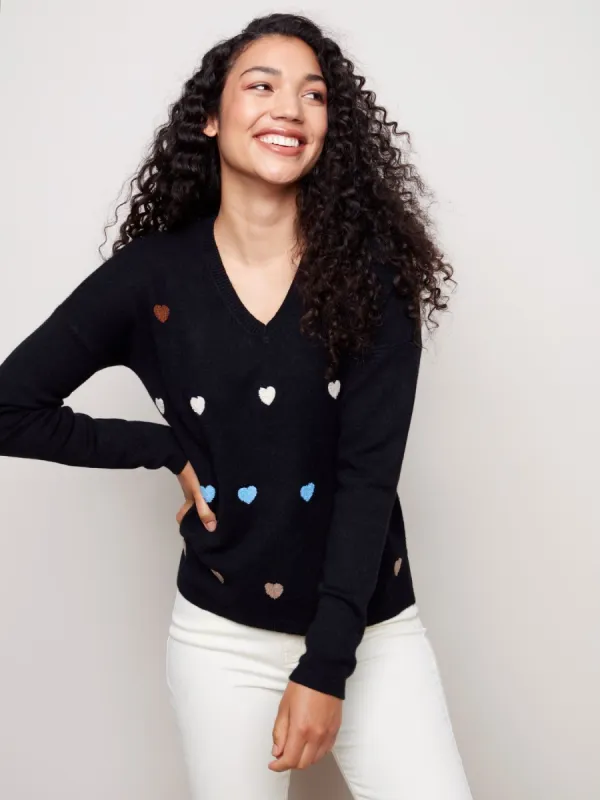 SWEATER WITH HEARTS EMBROIDERY sold by Nica