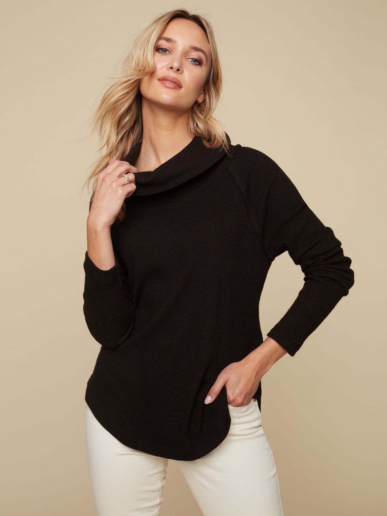 RIBBED COWL NECK LONG SLEEVE sold by Nica