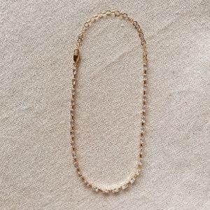 18k Gold Filled Sideways Clear Cubic Zircon Baguette Choker sold by Nica