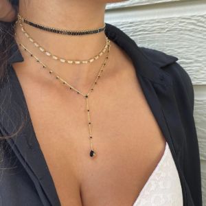 18k Gold Filled Sideways Clear Cubic Zircon Baguette Choker sold by Nica