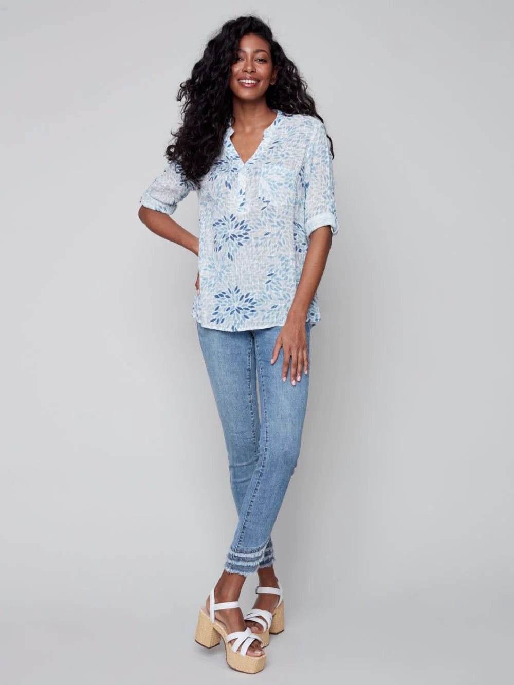 PRINTED COTTON BLOUSE sold by Nica product image thumbnail 5