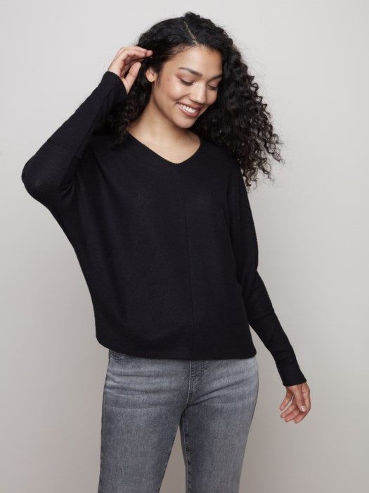 MITERED STRIPE DOLMAN SLEEVE TOP sold by Nica